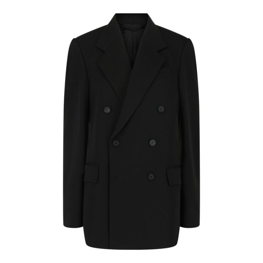 Balenciaga Double-Breasted Wool Blazer Black Womens